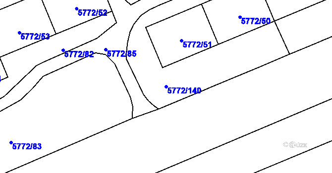 Parcela st. 5772/140 v KÚ Chomutov I, Katastrální mapa