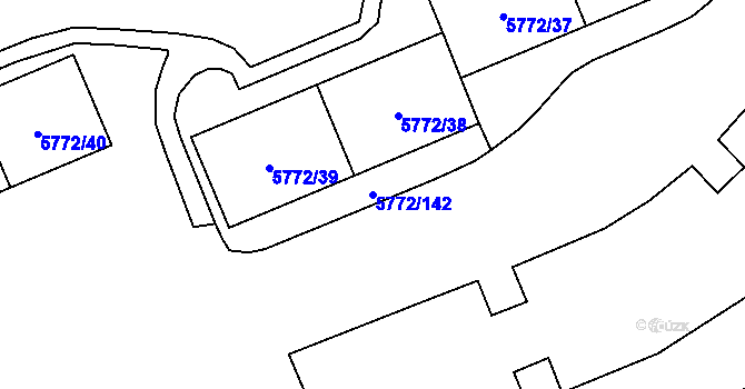 Parcela st. 5772/142 v KÚ Chomutov I, Katastrální mapa