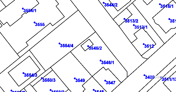 Parcela st. 3546/2 v KÚ Chomutov I, Katastrální mapa