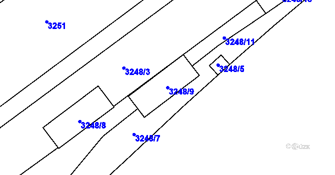 Parcela st. 3248/9 v KÚ Chomutov I, Katastrální mapa