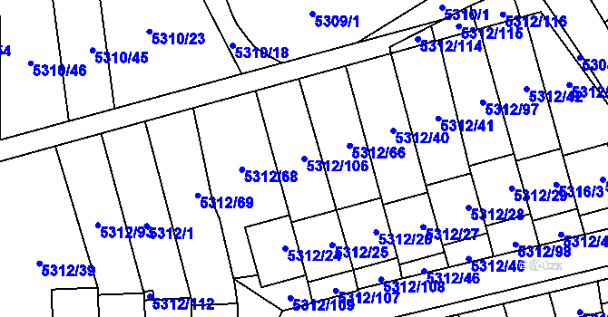 Parcela st. 5312/106 v KÚ Chomutov I, Katastrální mapa