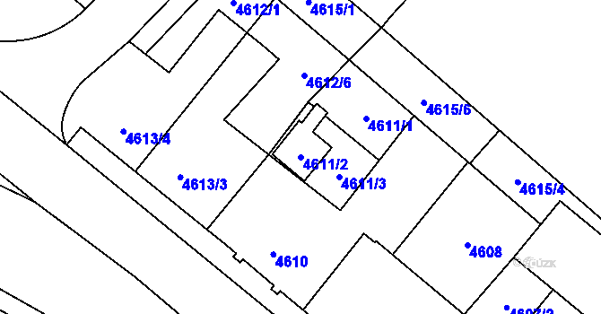 Parcela st. 4611/2 v KÚ Chomutov I, Katastrální mapa