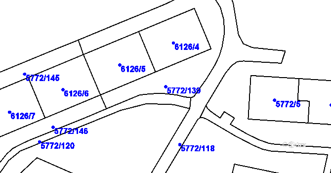 Parcela st. 5772/139 v KÚ Chomutov I, Katastrální mapa