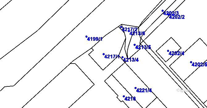 Parcela st. 4217/1 v KÚ Chomutov I, Katastrální mapa