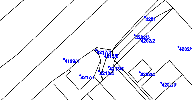 Parcela st. 4217/2 v KÚ Chomutov I, Katastrální mapa