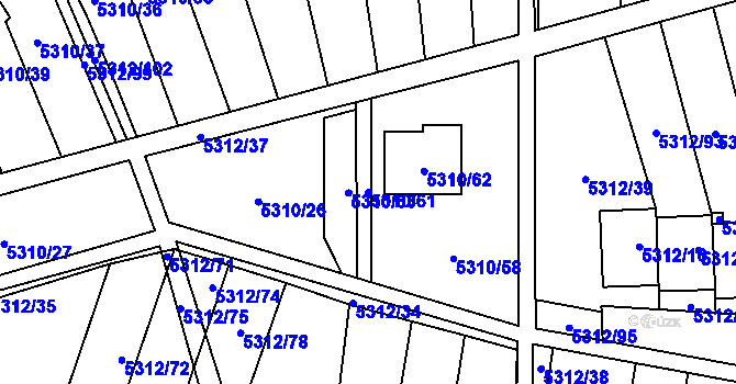 Parcela st. 5310/61 v KÚ Chomutov I, Katastrální mapa