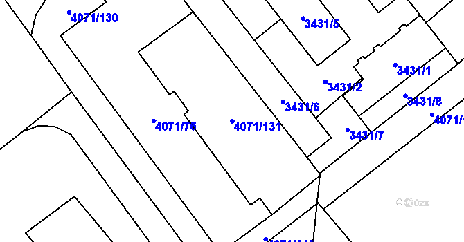 Parcela st. 4071/131 v KÚ Chomutov I, Katastrální mapa