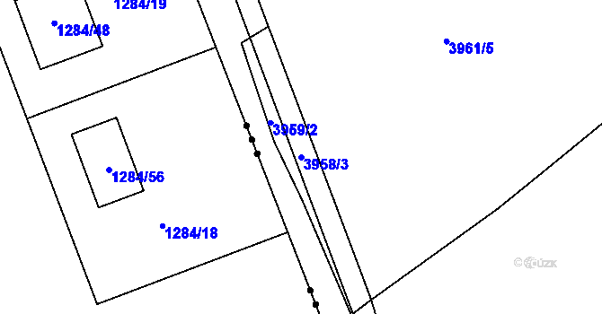 Parcela st. 3958/3 v KÚ Chomutov I, Katastrální mapa