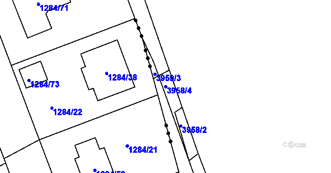 Parcela st. 3958/4 v KÚ Chomutov I, Katastrální mapa