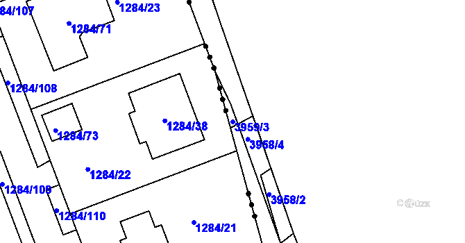 Parcela st. 3959/3 v KÚ Chomutov I, Katastrální mapa