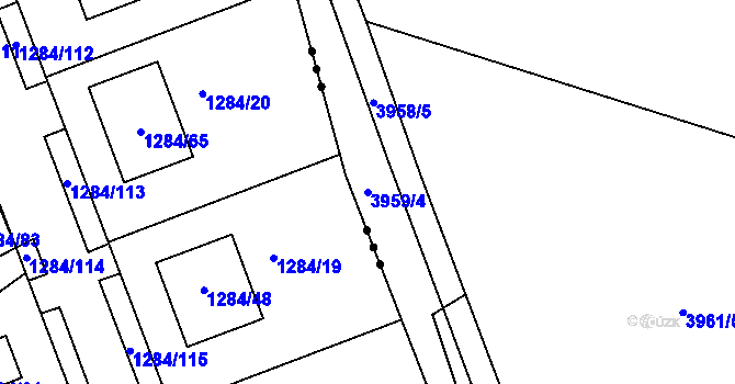 Parcela st. 3959/4 v KÚ Chomutov I, Katastrální mapa