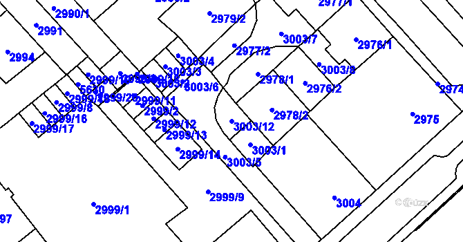 Parcela st. 3003/12 v KÚ Chomutov I, Katastrální mapa