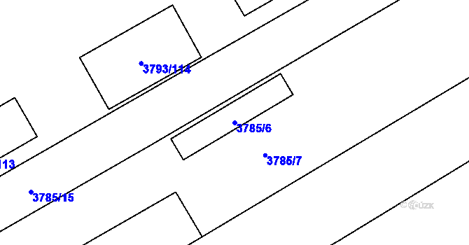 Parcela st. 3785/6 v KÚ Chomutov I, Katastrální mapa