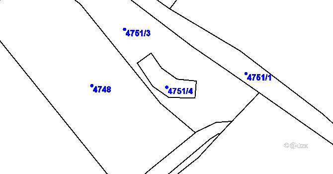 Parcela st. 4751/4 v KÚ Chomutov I, Katastrální mapa