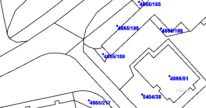 Parcela st. 4865/188 v KÚ Chomutov I, Katastrální mapa