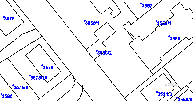 Parcela st. 3558/2 v KÚ Chomutov I, Katastrální mapa