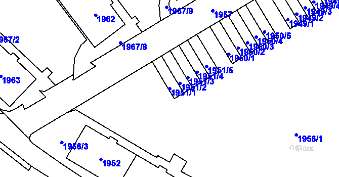 Parcela st. 1951/1 v KÚ Chomutov I, Katastrální mapa