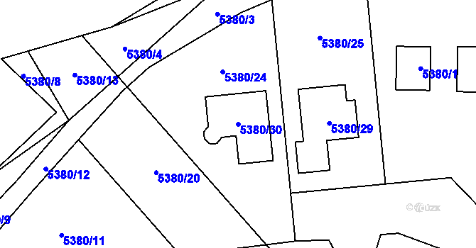 Parcela st. 5380/30 v KÚ Chomutov I, Katastrální mapa