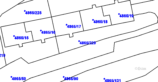 Parcela st. 4865/220 v KÚ Chomutov I, Katastrální mapa