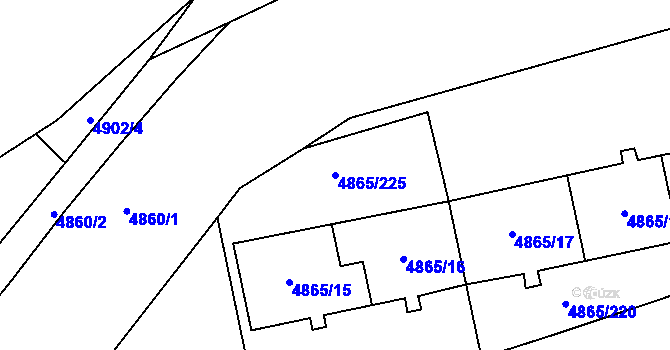 Parcela st. 4865/225 v KÚ Chomutov I, Katastrální mapa