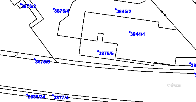 Parcela st. 3876/5 v KÚ Chomutov I, Katastrální mapa