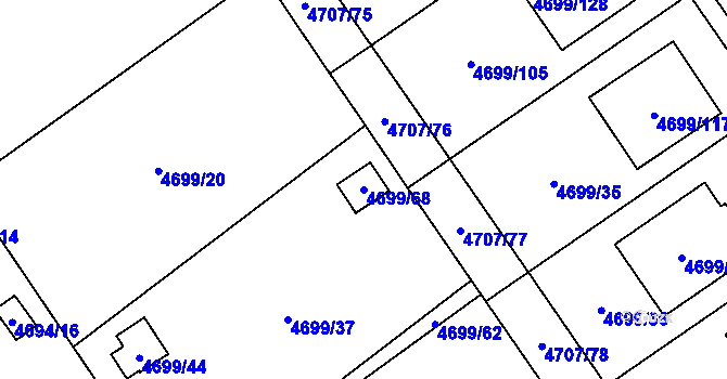 Parcela st. 4699/68 v KÚ Chomutov I, Katastrální mapa