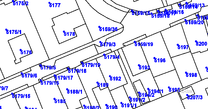 Parcela st. 5179/4 v KÚ Chomutov I, Katastrální mapa