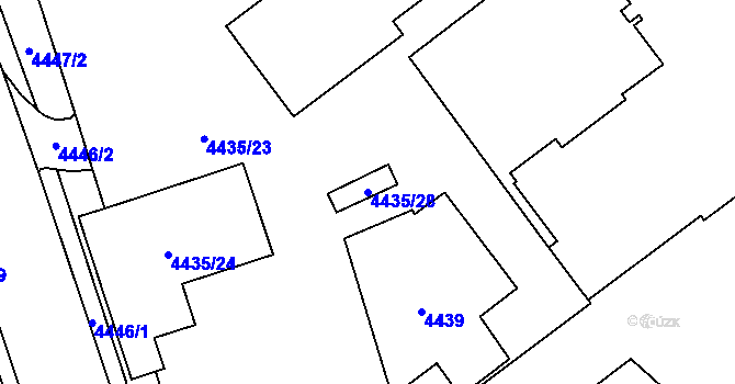 Parcela st. 4435/28 v KÚ Chomutov I, Katastrální mapa