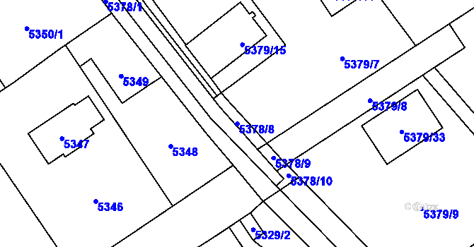 Parcela st. 5378/8 v KÚ Chomutov I, Katastrální mapa