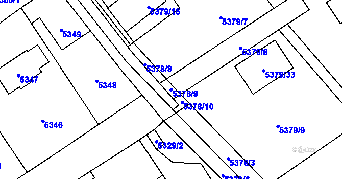 Parcela st. 5378/9 v KÚ Chomutov I, Katastrální mapa
