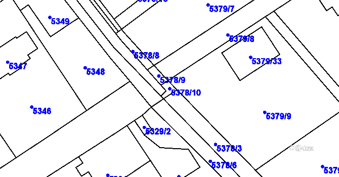Parcela st. 5378/10 v KÚ Chomutov I, Katastrální mapa