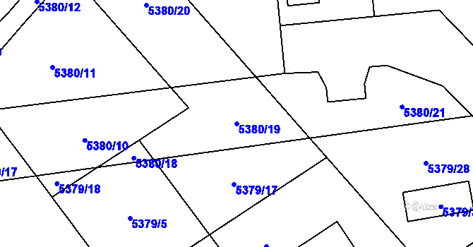 Parcela st. 5380/19 v KÚ Chomutov I, Katastrální mapa