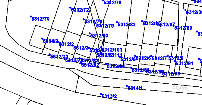 Parcela st. 5312/111 v KÚ Chomutov I, Katastrální mapa