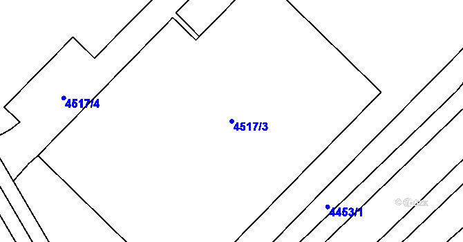Parcela st. 4517/3 v KÚ Chomutov I, Katastrální mapa