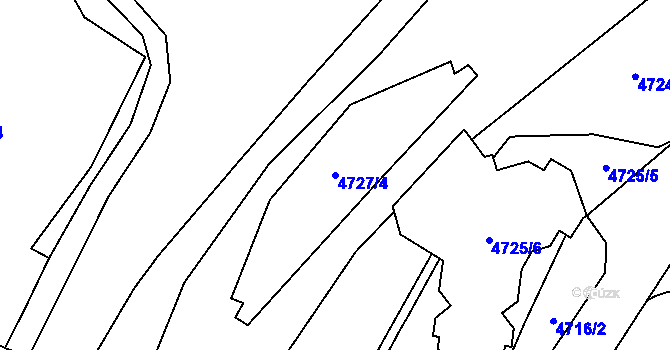 Parcela st. 4727/4 v KÚ Chomutov I, Katastrální mapa