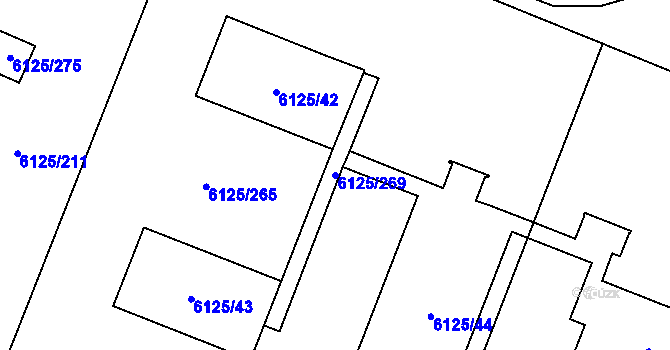 Parcela st. 6125/269 v KÚ Chomutov I, Katastrální mapa