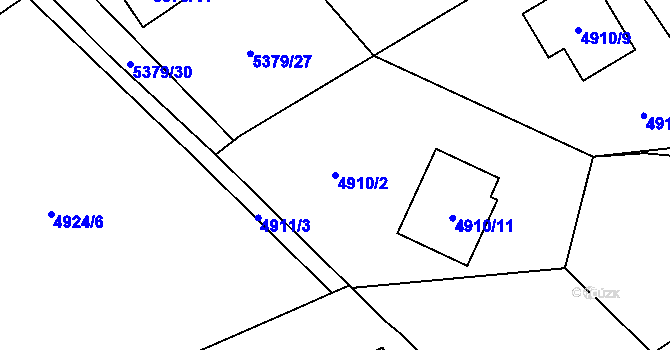 Parcela st. 4910/2 v KÚ Chomutov I, Katastrální mapa