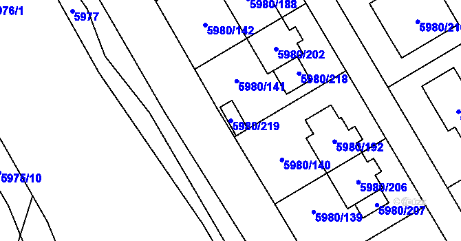 Parcela st. 5980/219 v KÚ Chomutov I, Katastrální mapa
