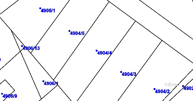 Parcela st. 4904/4 v KÚ Chomutov I, Katastrální mapa