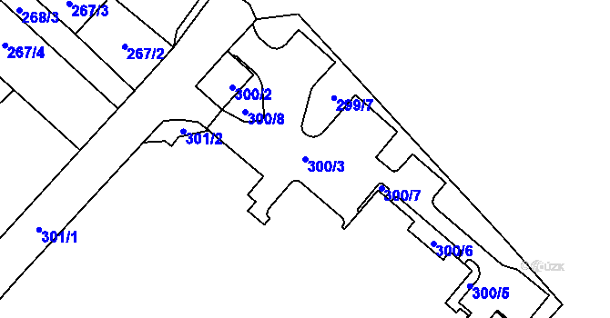 Parcela st. 300/3 v KÚ Chomutov I, Katastrální mapa