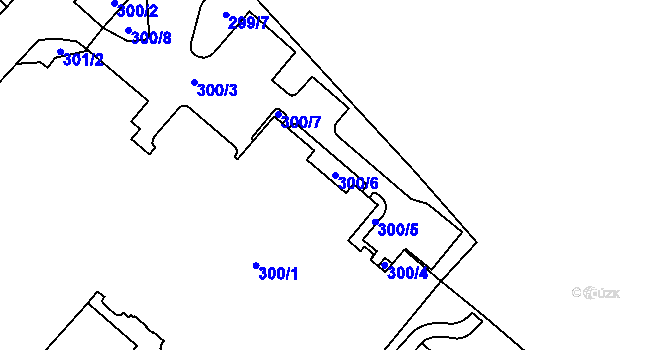 Parcela st. 300/6 v KÚ Chomutov I, Katastrální mapa