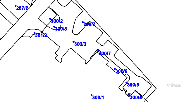 Parcela st. 300/7 v KÚ Chomutov I, Katastrální mapa