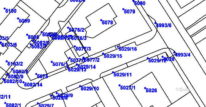 Parcela st. 5029/15 v KÚ Chomutov I, Katastrální mapa