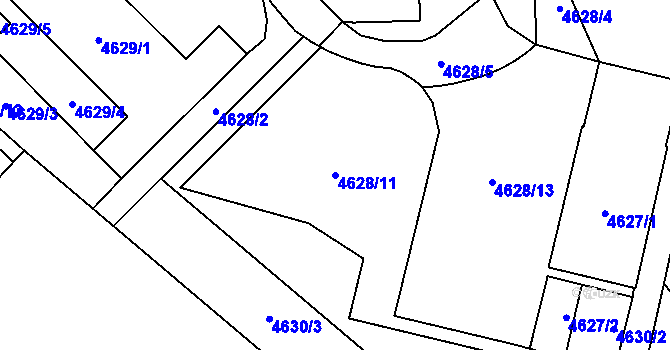 Parcela st. 4628/11 v KÚ Chomutov I, Katastrální mapa
