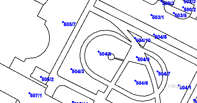 Parcela st. 504/5 v KÚ Chomutov I, Katastrální mapa