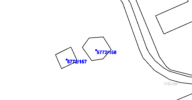 Parcela st. 5772/158 v KÚ Chomutov I, Katastrální mapa