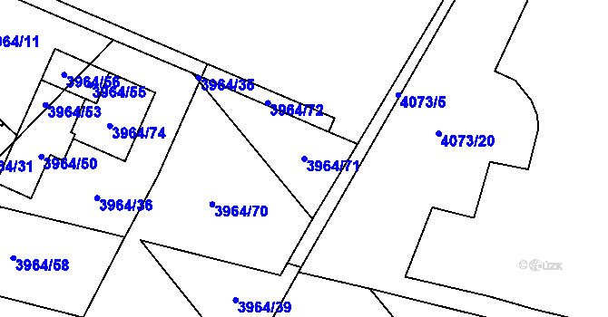 Parcela st. 3964/71 v KÚ Chomutov I, Katastrální mapa