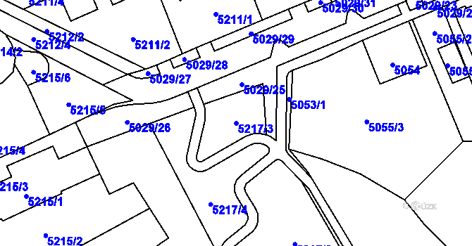 Parcela st. 5217/3 v KÚ Chomutov I, Katastrální mapa