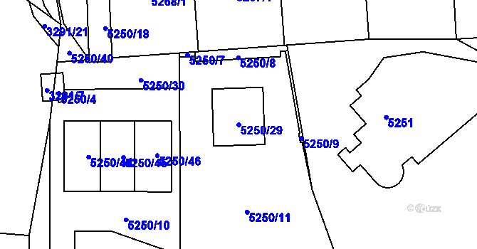 Parcela st. 5250/29 v KÚ Chomutov I, Katastrální mapa