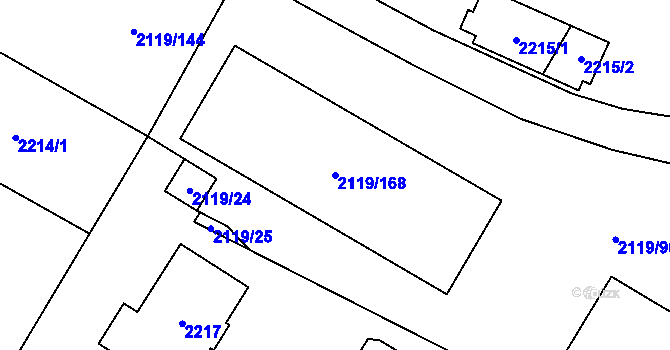 Parcela st. 2119/168 v KÚ Chomutov I, Katastrální mapa